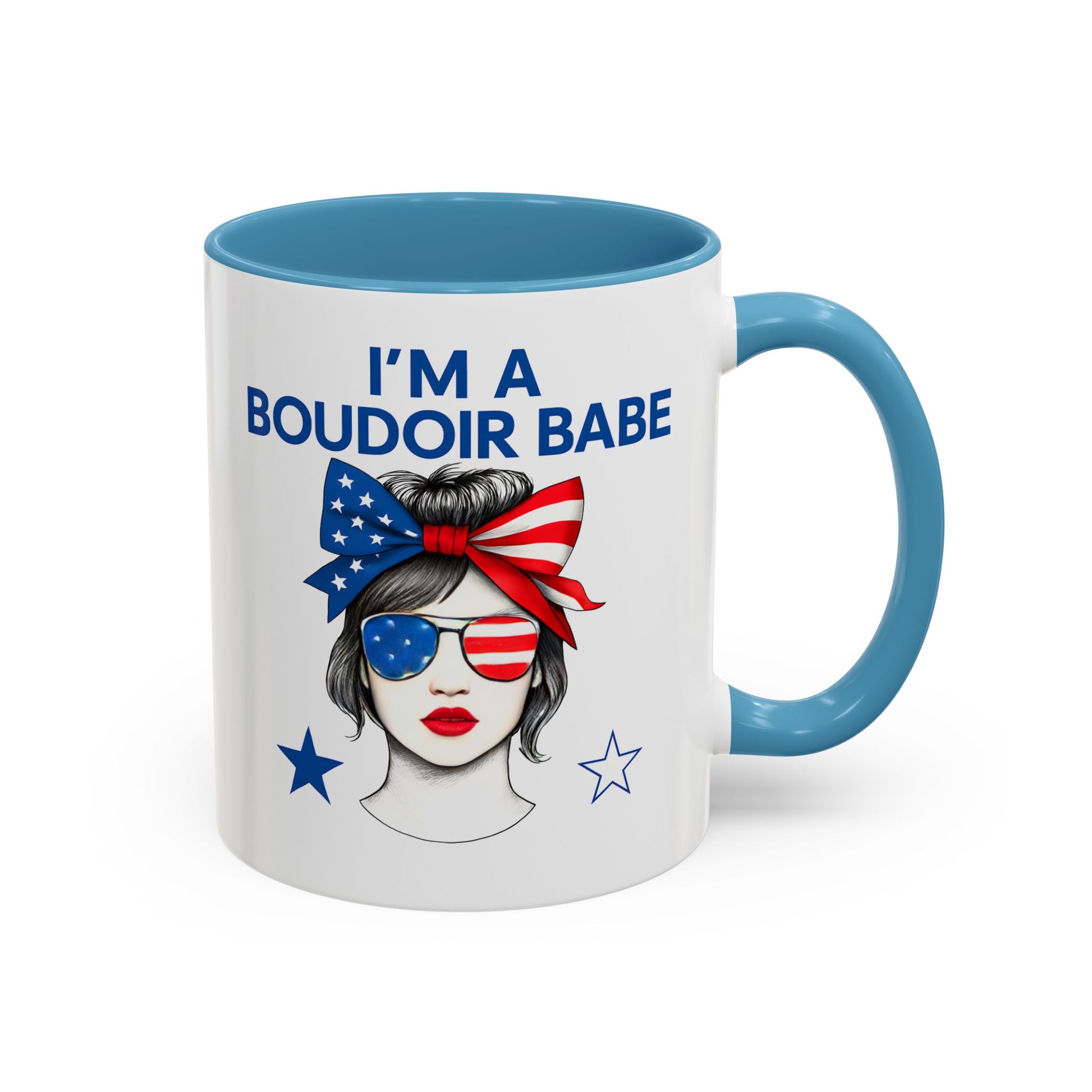 Boudoir Babe Coffee Mug, Fun Gift for Her, USA Themed Drinkware, Perfect for Birthdays or Celebrations, Unique Home Decor