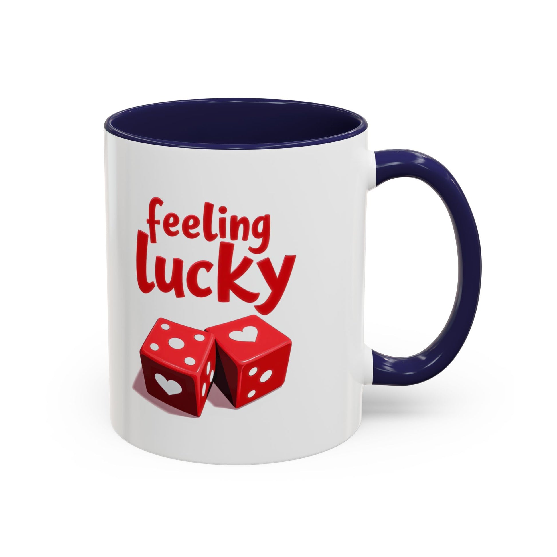 Feeling Lucky Mug, Funny Coffee Cup with Dice Design,  Date Night Mug, Fun Adult Humor