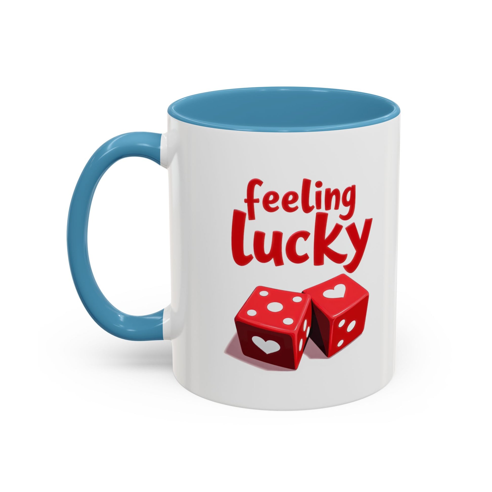 Feeling Lucky Mug, Funny Coffee Cup with Dice Design,  Date Night Mug, Fun Adult Humor