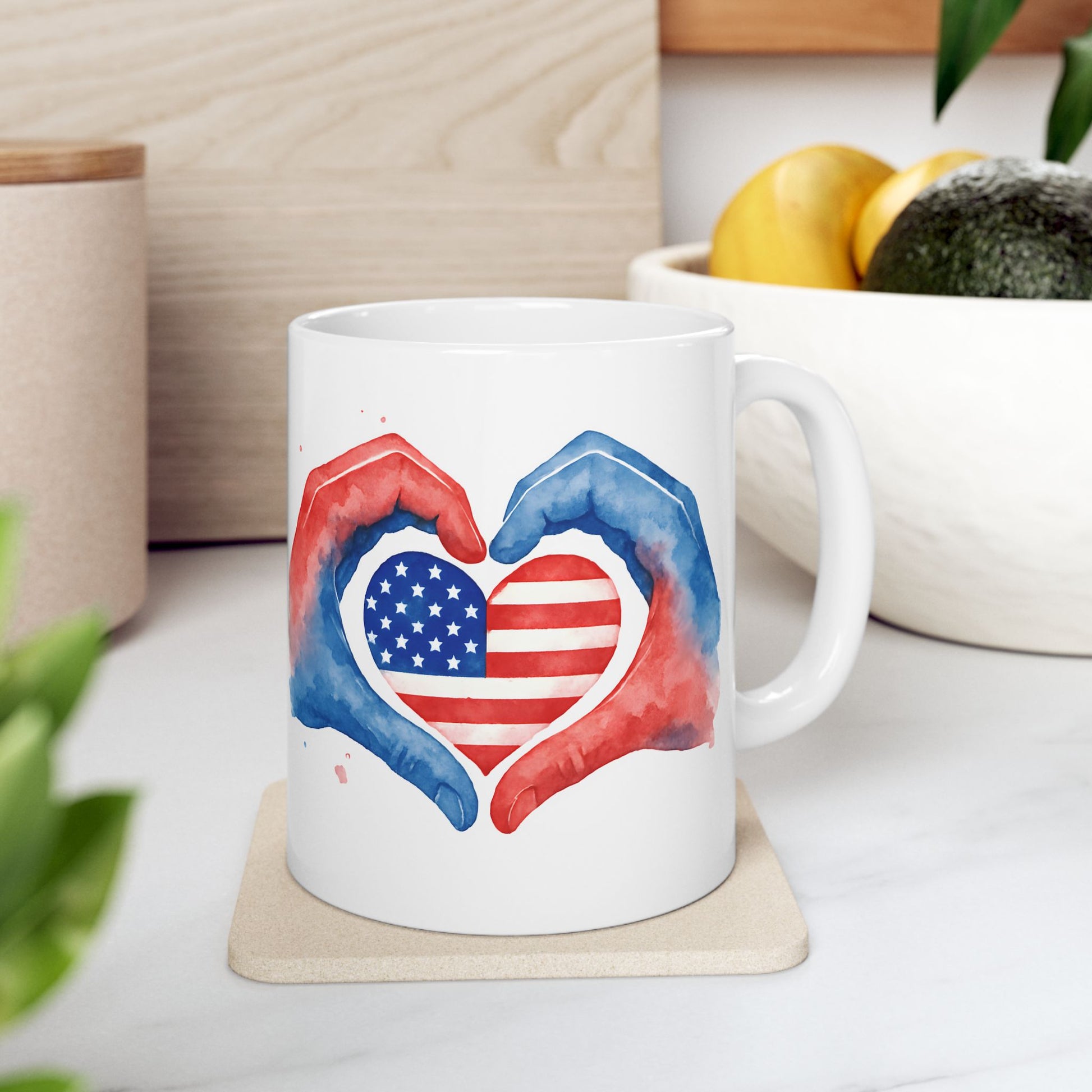 Patriotic Ceramic Mug - USA & Korea Design, Coffee Cup, Gift for Veterans, Birthday Present, Home Décor