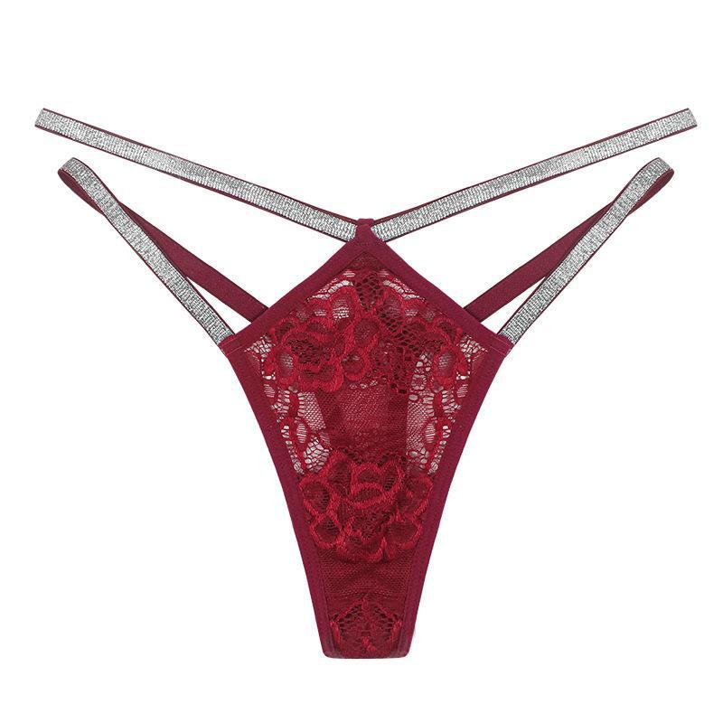 Double thin belt low waist European and American thong women's lace underwear