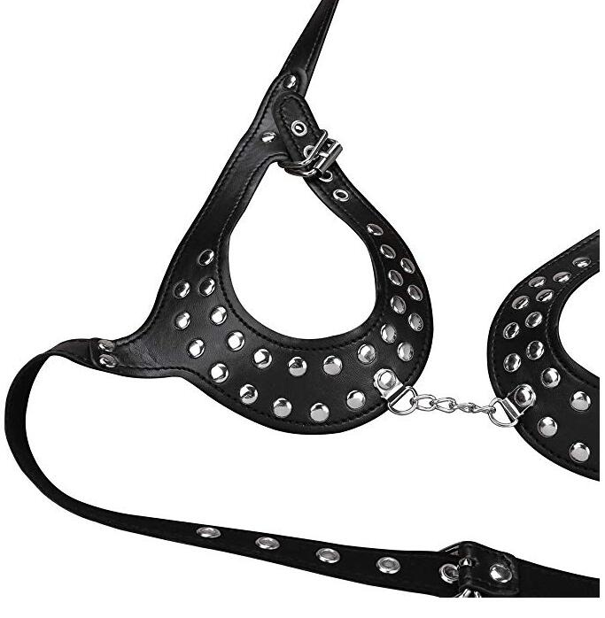 Women's Sexy Gothic Open Cup Cage Bra Faux Leather Adjustable Body Chest Harness Belt Lingerie